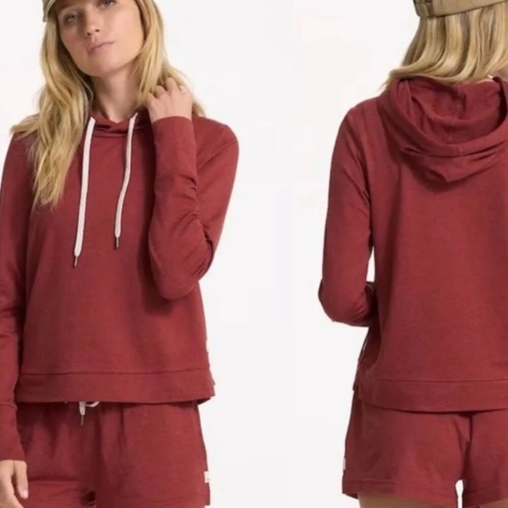 Vuori Womens Large Essential Hoodie Currant Heather Large